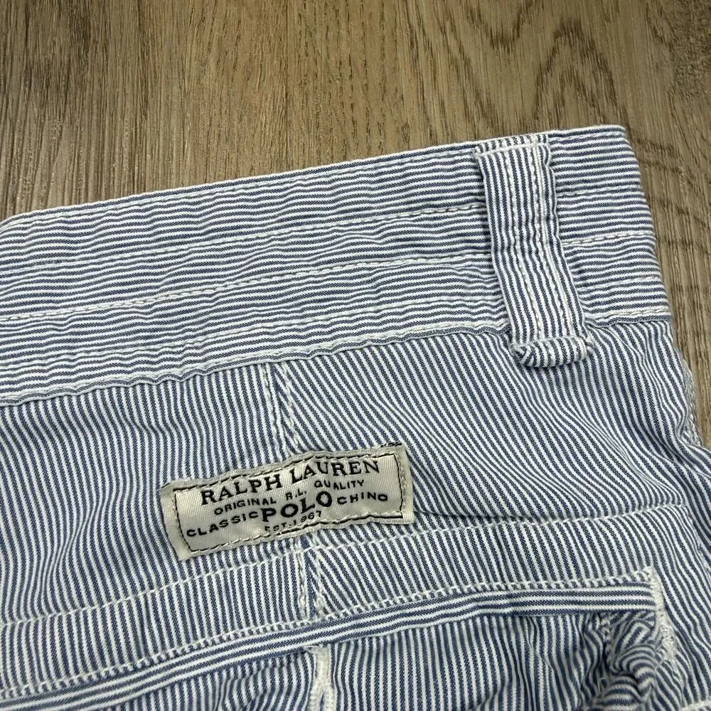 Polo Ralph Lauren Cargo Shorts Mens 32 Blue Striped Canvas 10